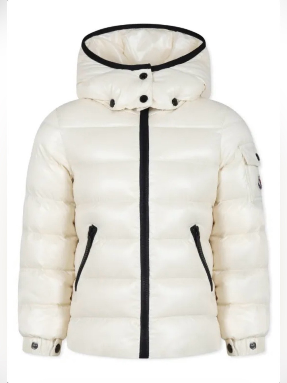 Moncler Enfant Girl’s Bady Quilted Down Puffer Jacket, Ivory White, 10Y
